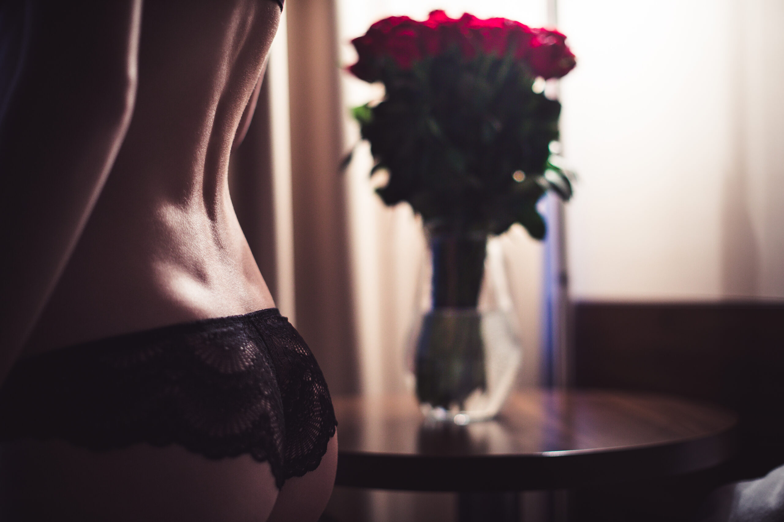 woman underwear with red roses